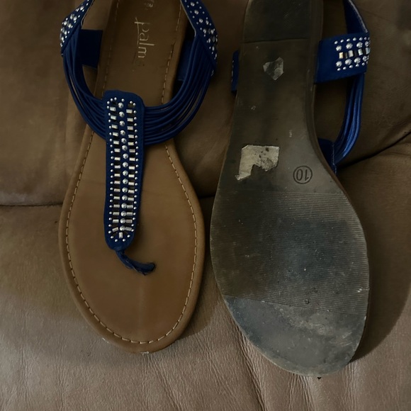 Blue Sandals with Rhinestone Accents - Picture 3 of 3